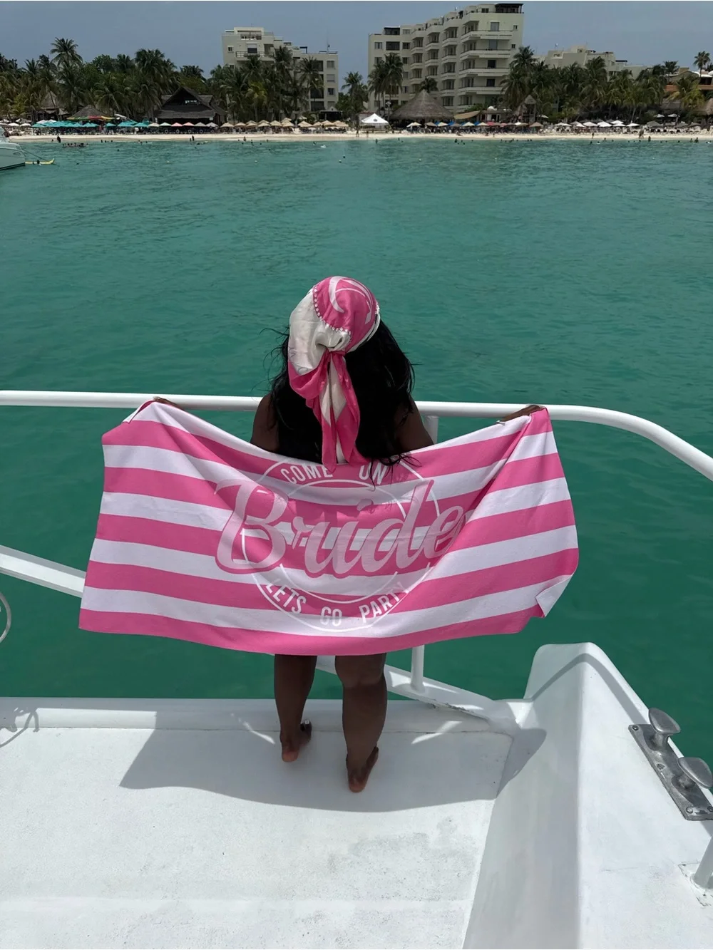 Barbie Bride Pink & White Striped Beach Towel